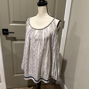 RAMY BROOK Snake Print Cold Shouler Silk Top sz M